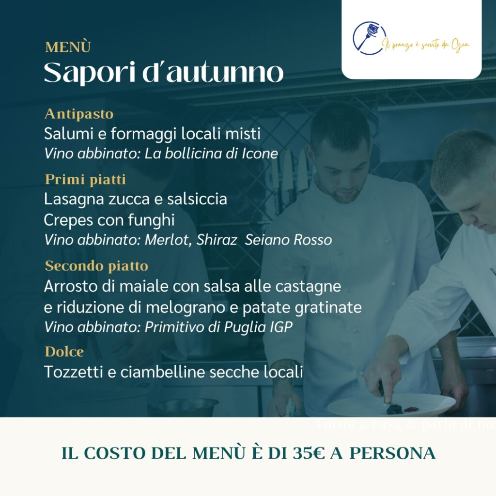 Il pranzo è servito da Gea - Il menù della prima domenica - 13 ottobre